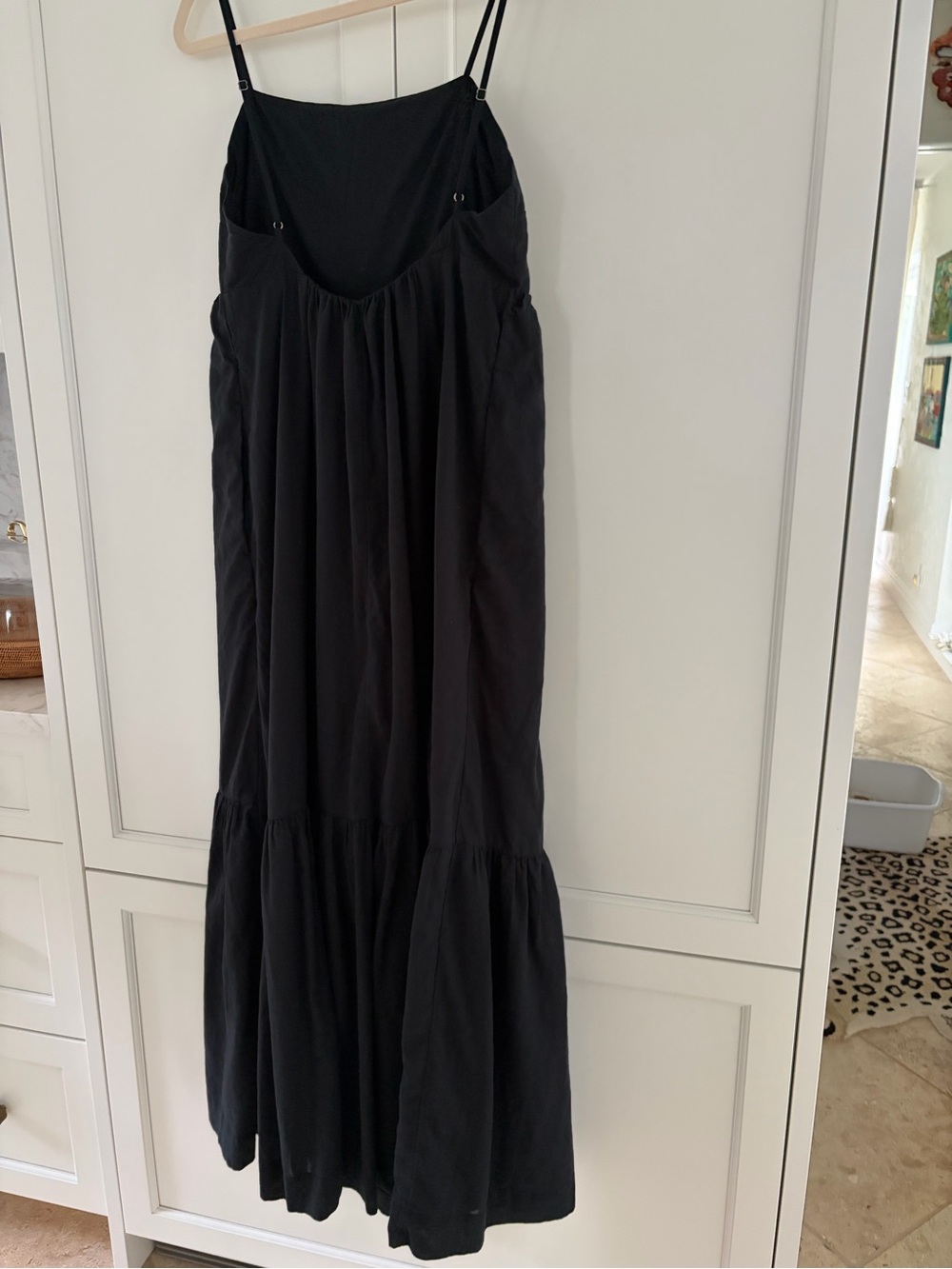 Abercrombie & Fitch Black Spaghetti-Strap Tiered Maxi Dress